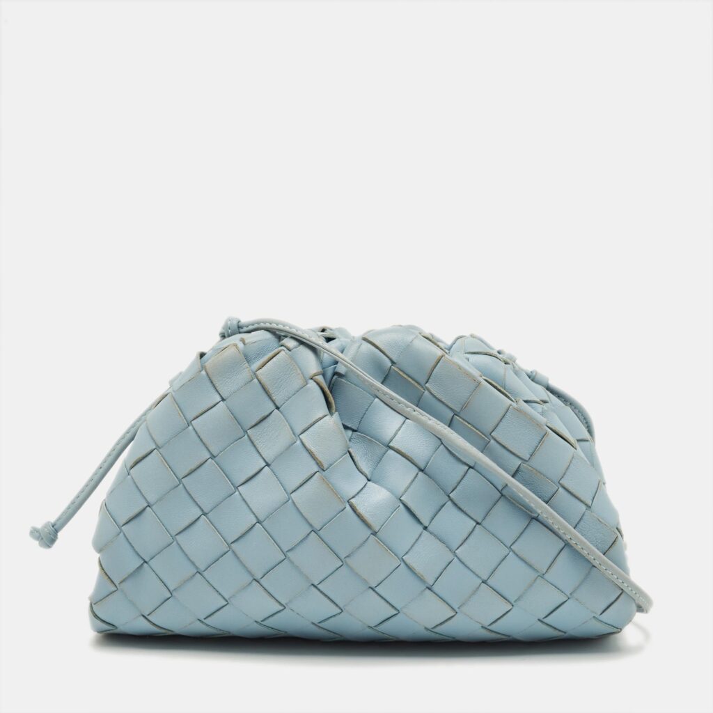 Bottega Veneta Light Blue Intrecciato Leather Mini The Pouch Bag Bottega Veneta Light Blue Intrecciato Leather Mini The Pouch Bag