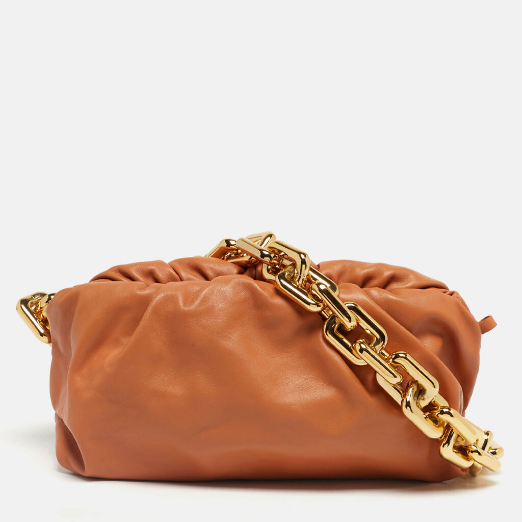 Bottega Veneta Orange Leather The Chain Pouch Bag Bottega Veneta Orange Leather The Chain Pouch Bag