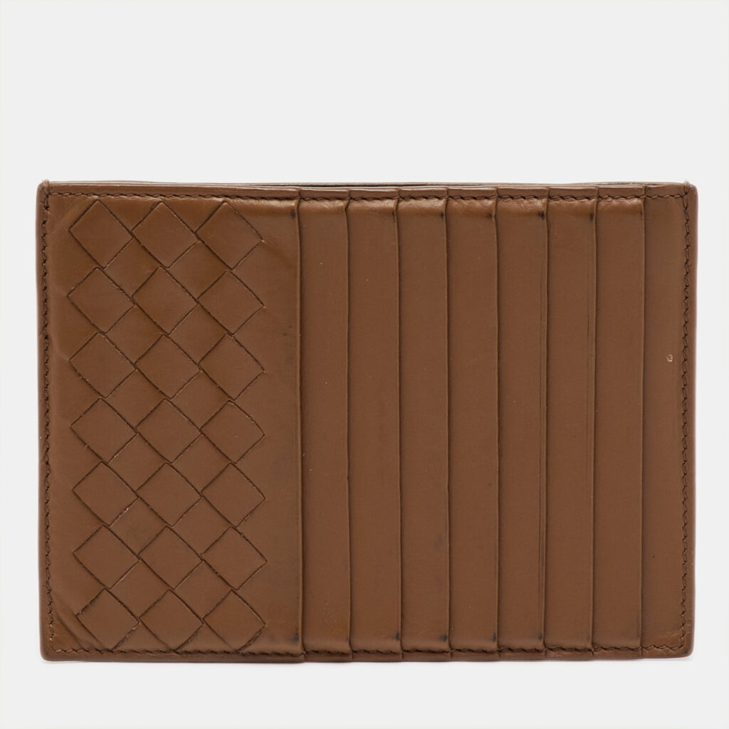 Bottega Veneta Brown Intrecciato Leather Card Case
