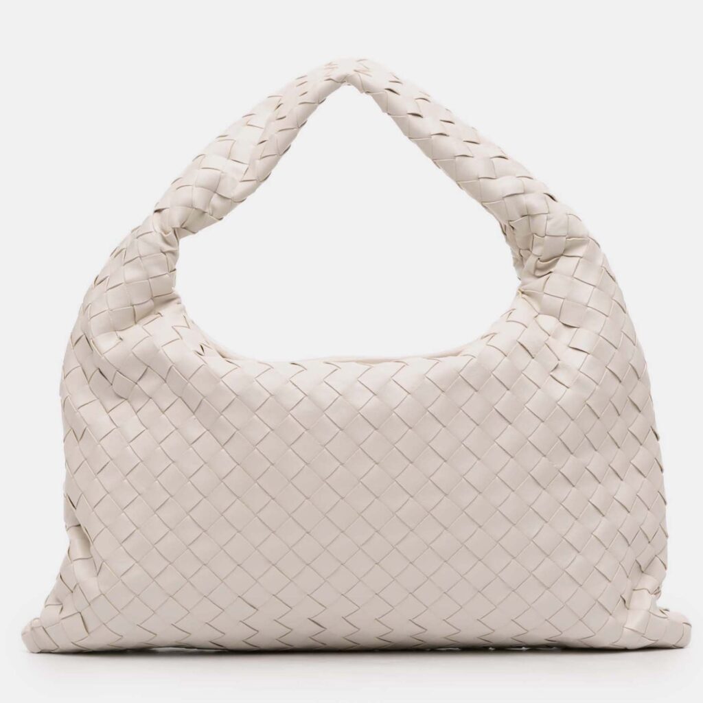 Bottega Veneta White Small Calfskin Intrecciato Hop Hobo Bottega Veneta White Small Calfskin Intrecciato Hop Hobo