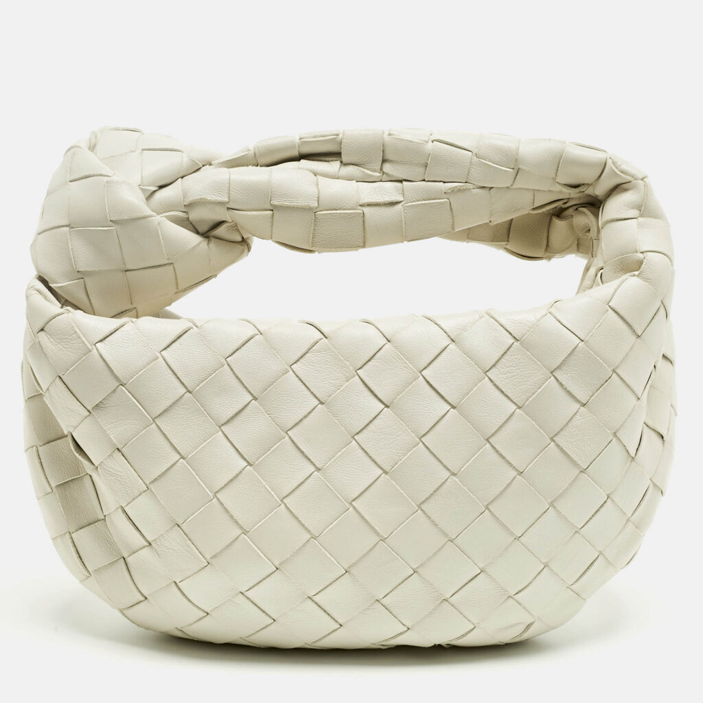 Bottega Veneta White Intrecciato Leather Mini Jodie Hobo Bottega Veneta White Intrecciato Leather Mini Jodie Hobo
