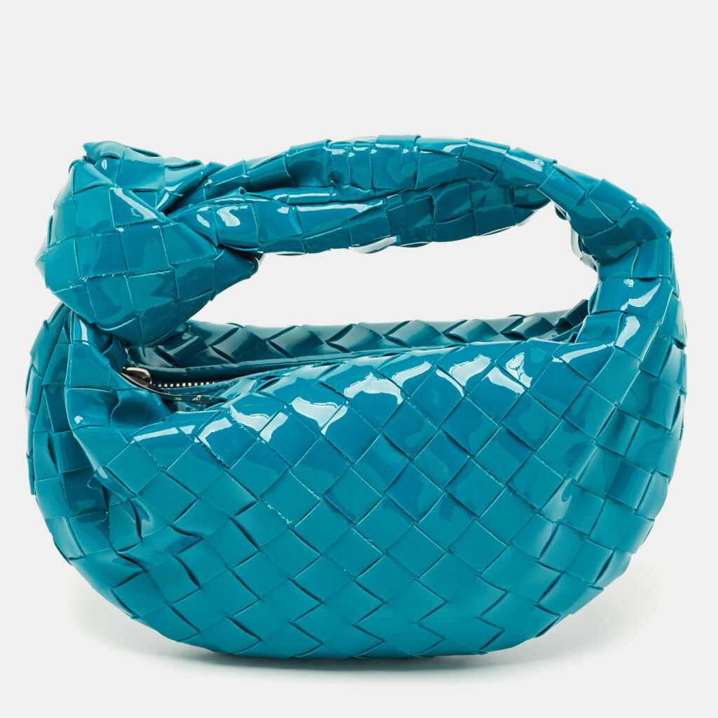 Bottega Veneta Teal Blue Intrecciato Leather Mini BV Jodie Hobo Bottega Veneta Teal Blue Intrecciato Leather Mini BV Jodie Hobo