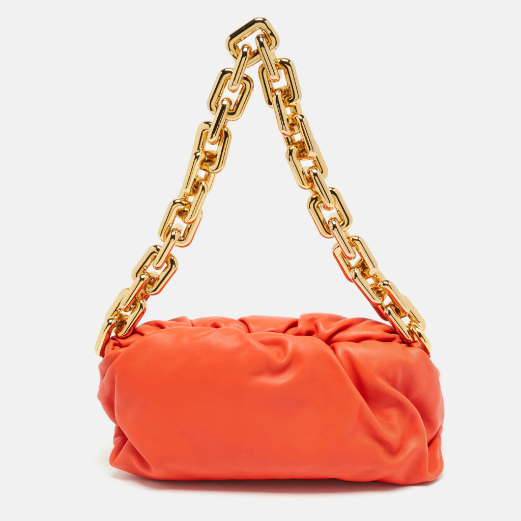 Bottega Veneta Orange Leather The Chain Pouch Bag Bottega Veneta Orange Leather The Chain Pouch Bag