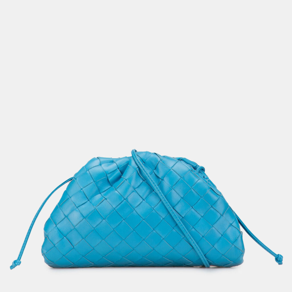 Bottega Veneta Blue Nappa Intrecciato The Mini Pouch Crossbody Bottega Veneta Blue Nappa Intrecciato The Mini Pouch Crossbody