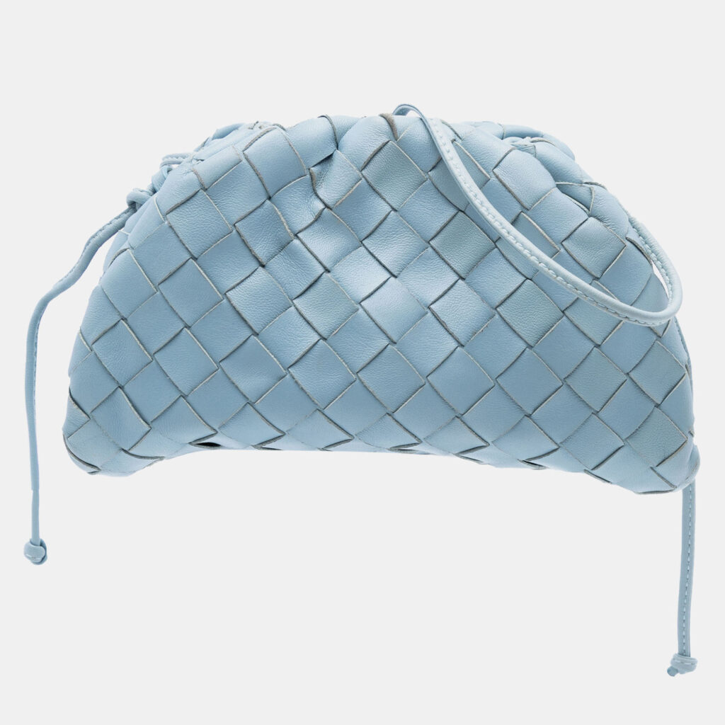 Bottega Veneta Blue Nappa Intrecciato The Mini Pouch Crossbody Bottega Veneta Blue Nappa Intrecciato The Mini Pouch Crossbody