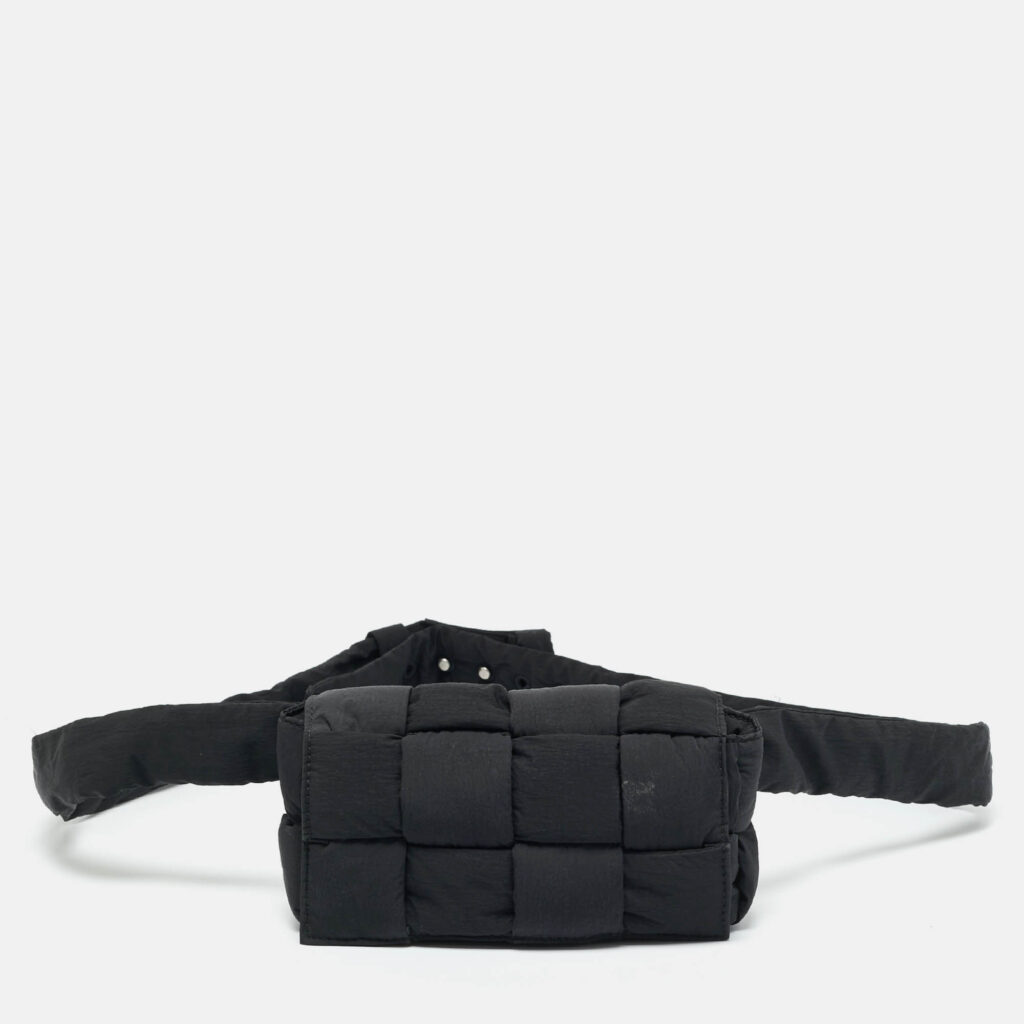 Bottega Veneta Black Intreccio Nylon Cassette Belt Bag
