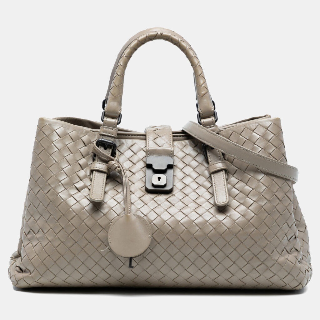 Bottega Veneta Grey Small Nappa Intrecciato Roma Satchel