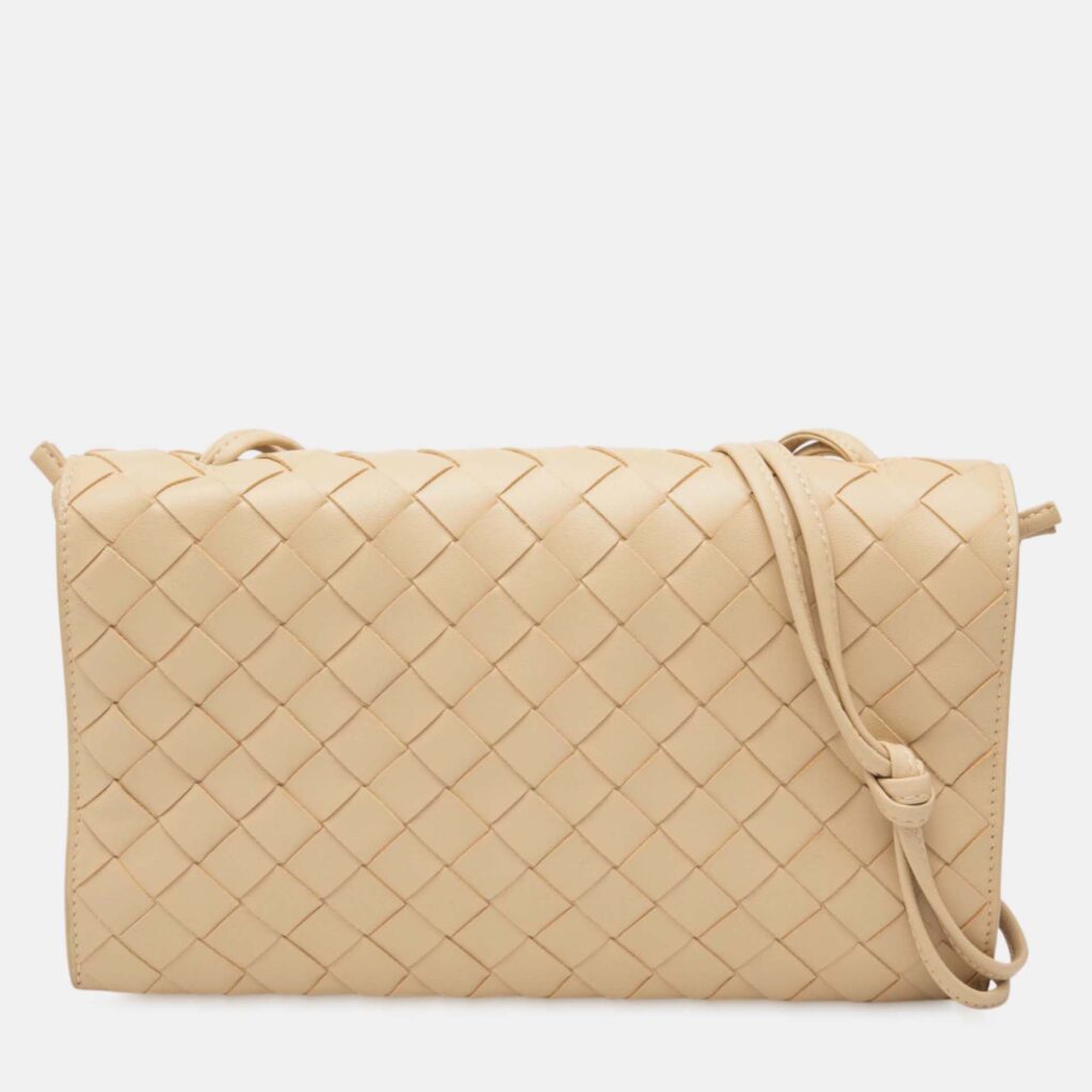 Bottega Veneta Beige Brown Nappa Intrecciato Trio Pouch On Strap Bottega Veneta Beige Brown Nappa Intrecciato Trio Pouch On Strap