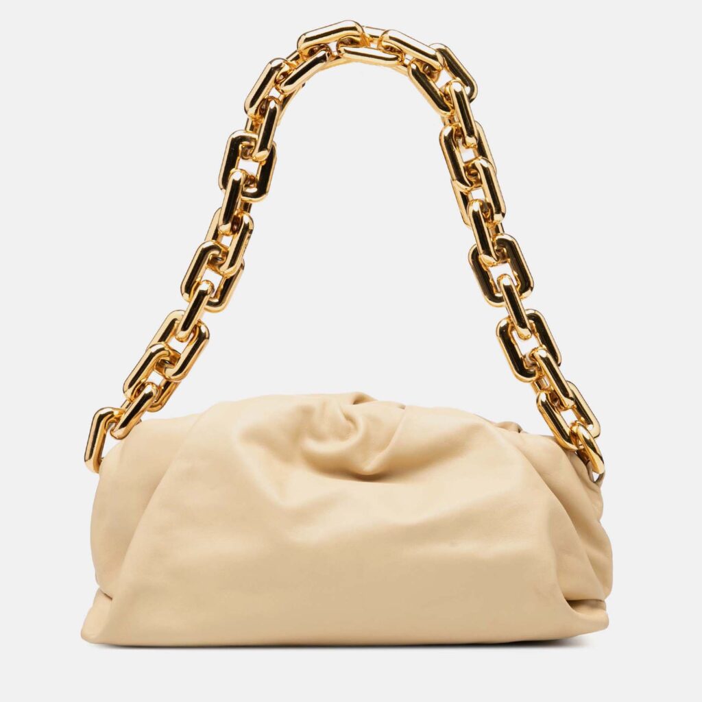 luxury-women-bottega-veneta-used-handbags-p1245030-004-1.jpg Bottega Veneta Beige Brown Lambskin Chain Pouch