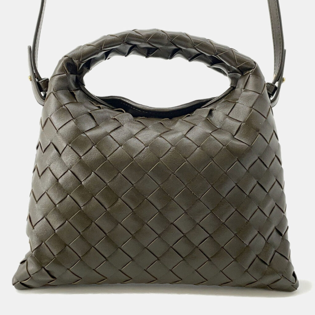 Bottega Veneta Intrecciato Mini Hop 2Way Shoulder Khaki Calf Leather Size Mini