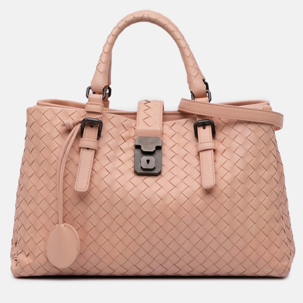Bottega Veneta Pink Small Nappa Intrecciato Roma Satchel Bottega Veneta Pink Small Nappa Intrecciato Roma Satchel