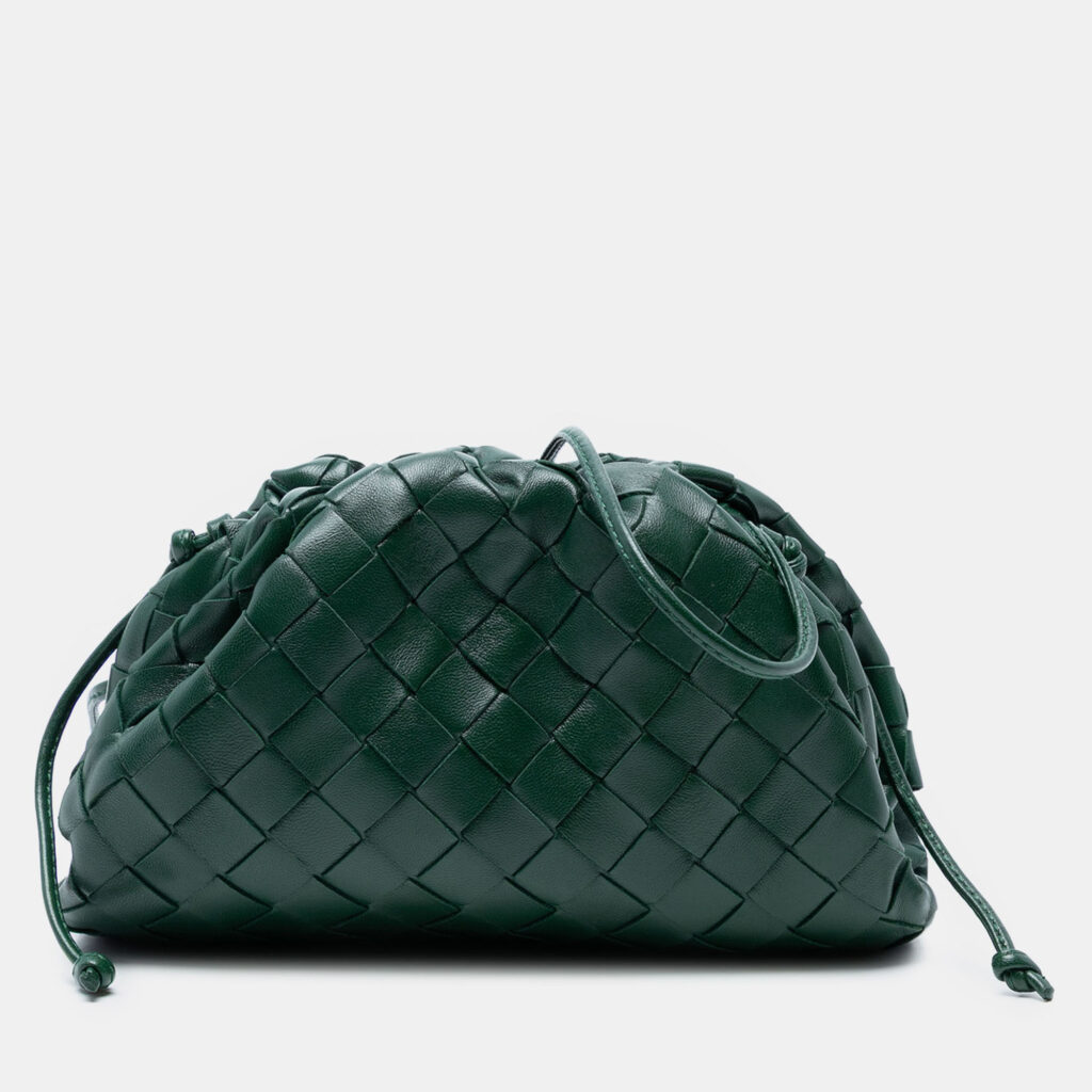 luxury-women-bottega-veneta-used-handbags-p1245881-003.jpg Bottega Veneta Green Nappa Intrecciato The Mini Pouch Crossbody