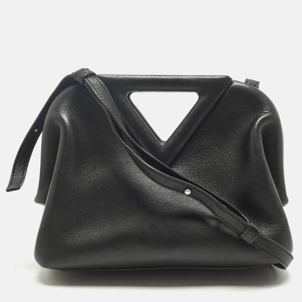 Bottega Veneta The Point Small Black Leather Crossbody Bag Bottega Veneta The Point Small Black Leather Crossbody Bag