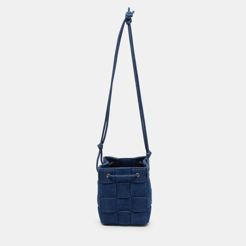 Bottega Veneta Cassette Small Blue Denim Bucket Bag