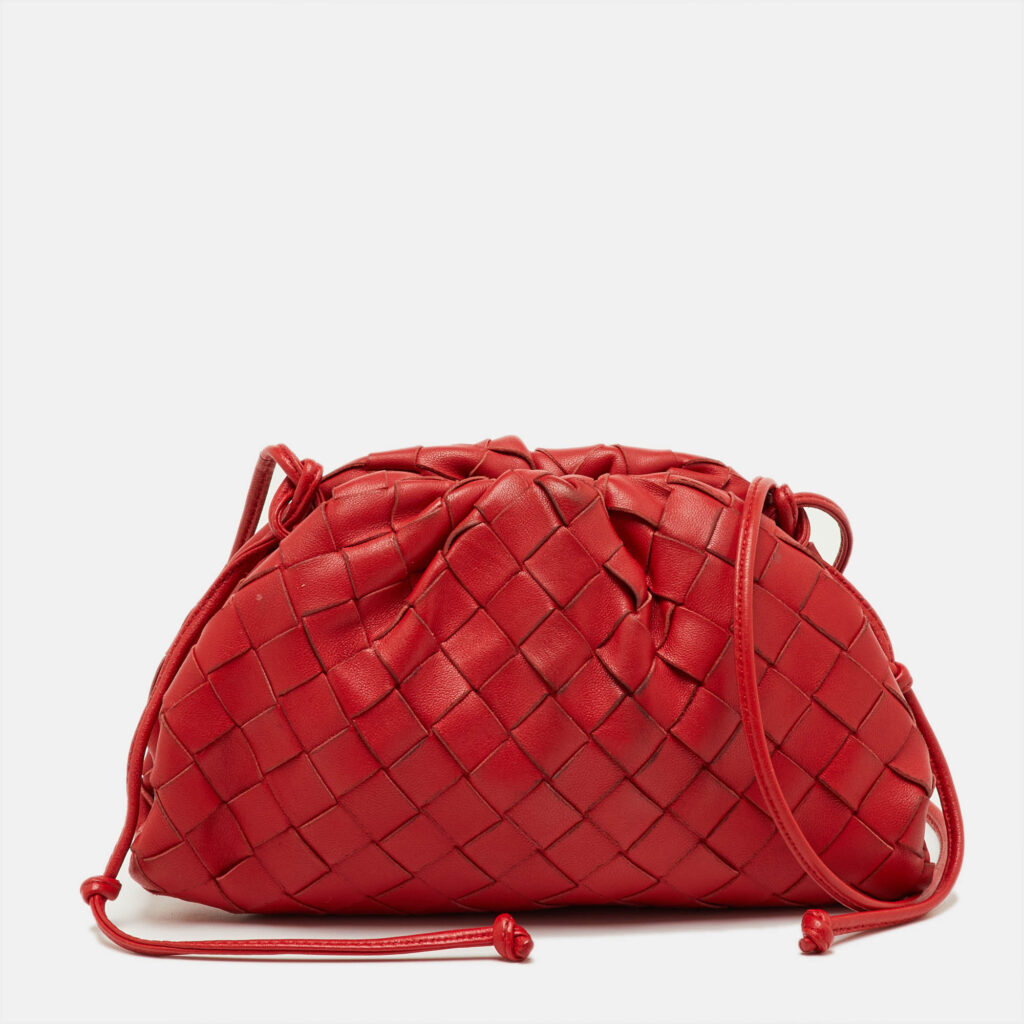 Bottega Veneta Red Intrecciato leather Mini The Pouch Bag