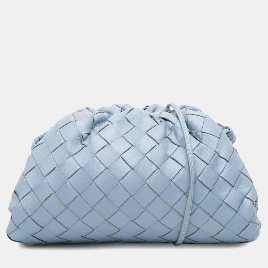 Bottega Veneta Blue Nappa Intrecciato The Mini Pouch Crossbody Bottega Veneta Blue Nappa Intrecciato The Mini Pouch Crossbody