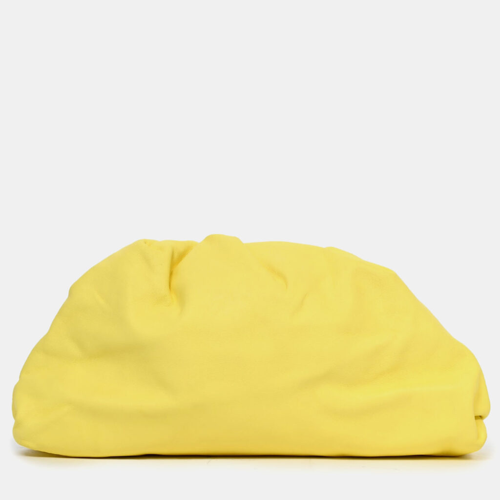 Bottega Veneta Yellow Leather Large Classic Pouch Bottega Veneta Yellow Leather Large Classic Pouch