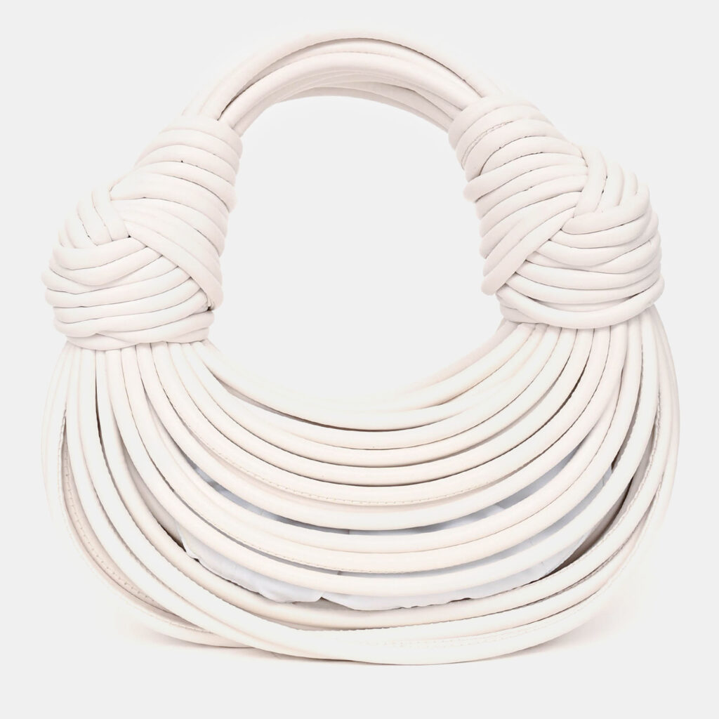 Bottega Veneta White Double Knot Leather Top Handle Bottega Veneta White Double Knot Leather Top Handle