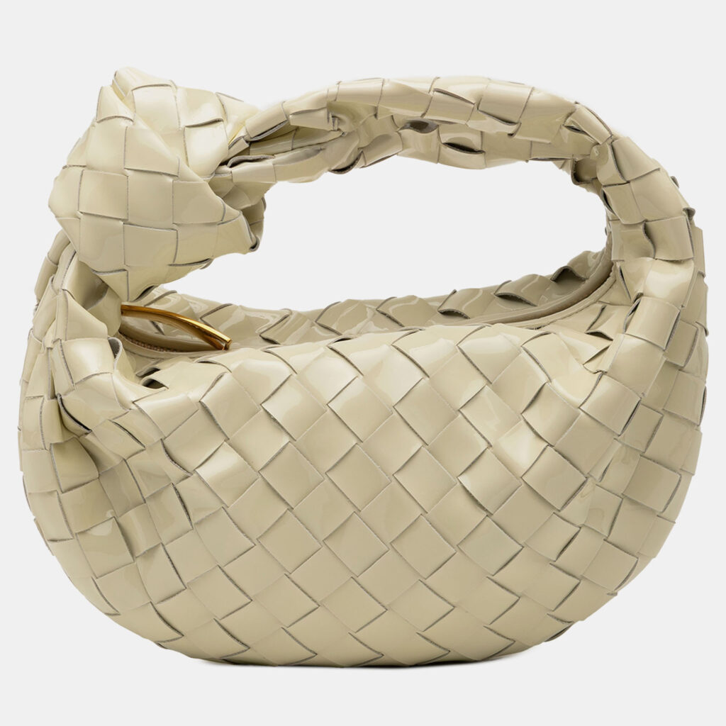Bottega Veneta White Mini Patent Intrecciato Jodie Bottega Veneta White Mini Patent Intrecciato Jodie