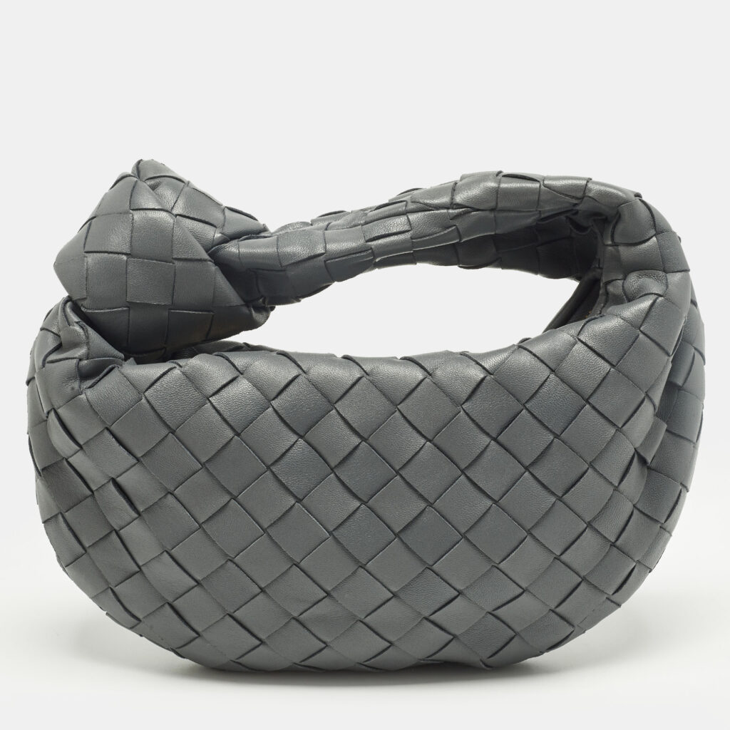 Bottega Veneta Jodie Mini Grey Intrecciato Leather Hobo Bottega Veneta Jodie Mini Grey Intrecciato Leather Hobo