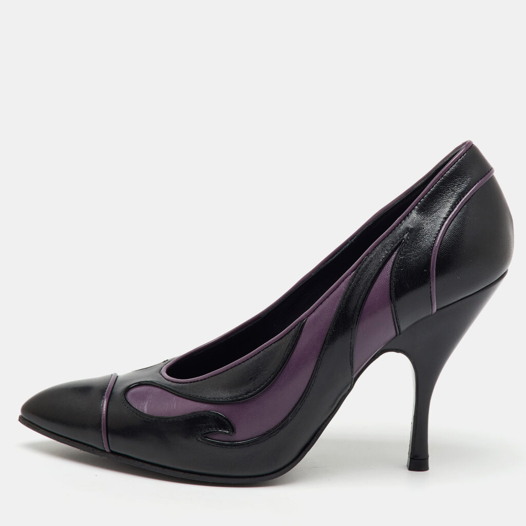 Bottega Veneta Black/Purple Leather Pointed Toe Pumps Size 37.5 Bottega Veneta Black/Purple Leather Pointed Toe Pumps Size 37.5