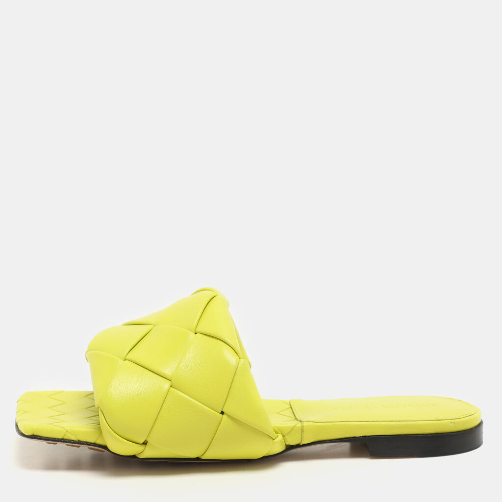 Bottega Veneta Kiwi Leather Lido Flat Slide Sandals Size 36.5 Bottega Veneta Kiwi Leather Lido Flat Slide Sandals Size 36.5