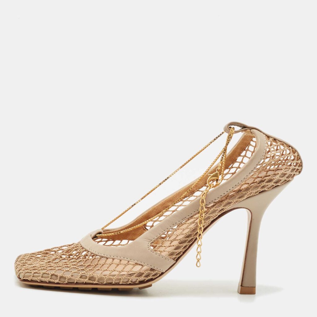 luxury-women-bottega-veneta-used-shoes-p1170158-001-1.jpg Bottega Veneta Beige Leather and Mesh Strech Pumps Size 35