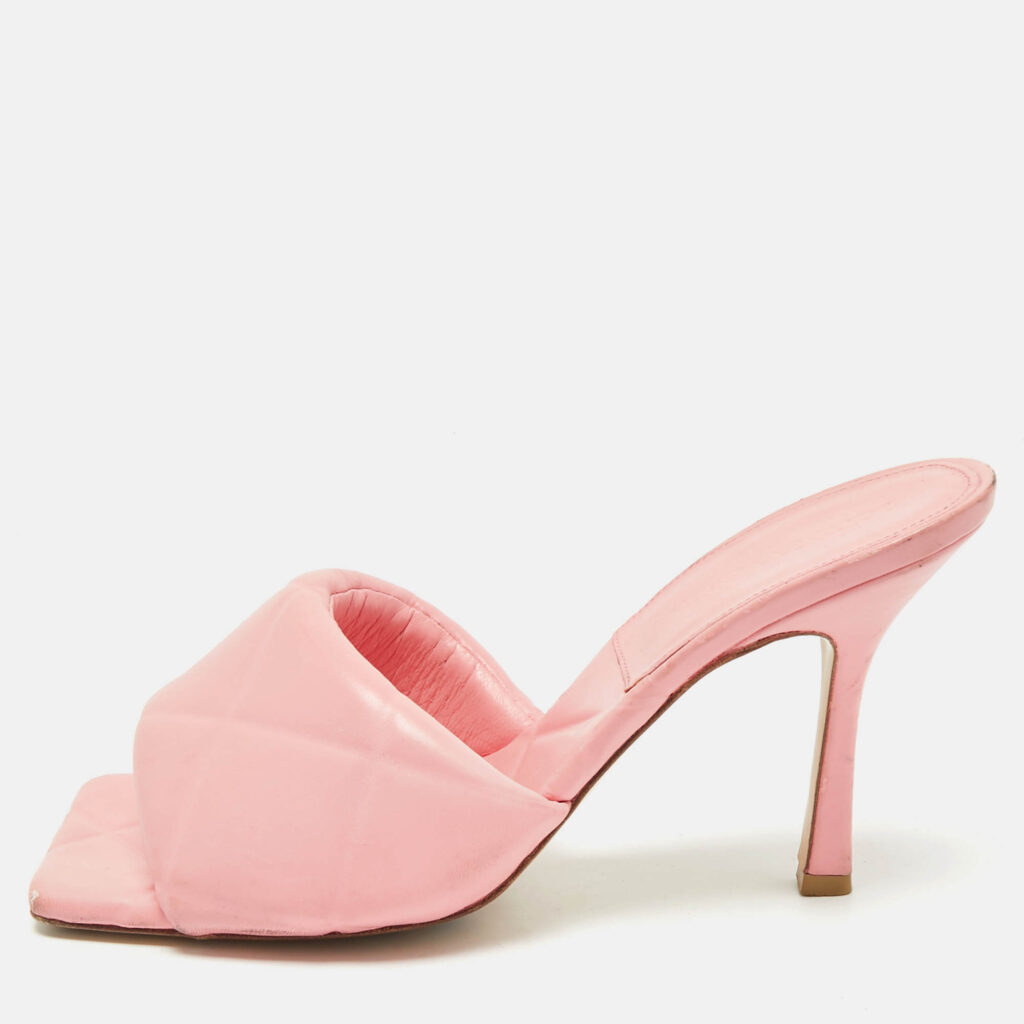 Bottega Veneta Pink Quilted Leather Lido Slide Sandals Size 40