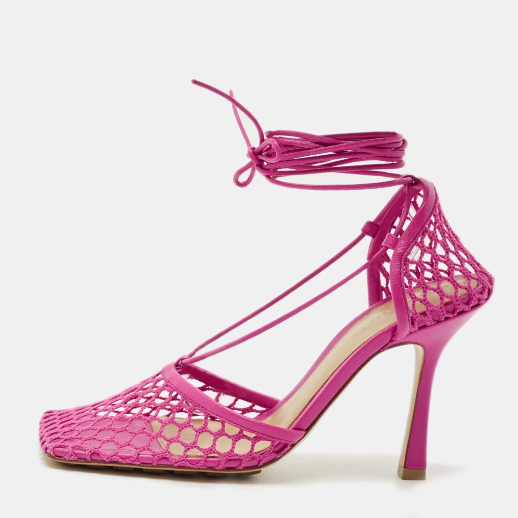 Bottega Veneta Pink Leather and Mesh Strech Pumps Size 38 Bottega Veneta Pink Leather and Mesh Strech Pumps Size 38