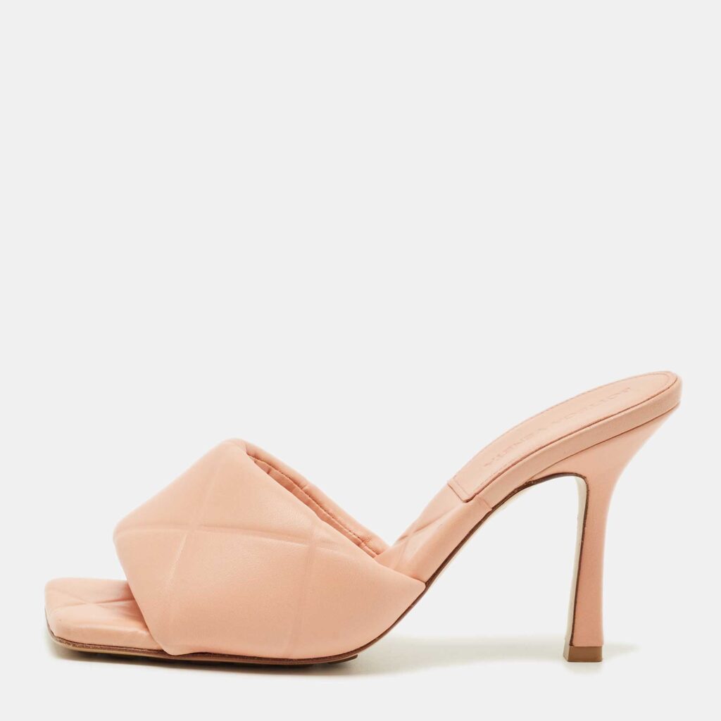Bottega Veneta Orange Leather Lido Slide Sandals Size 37