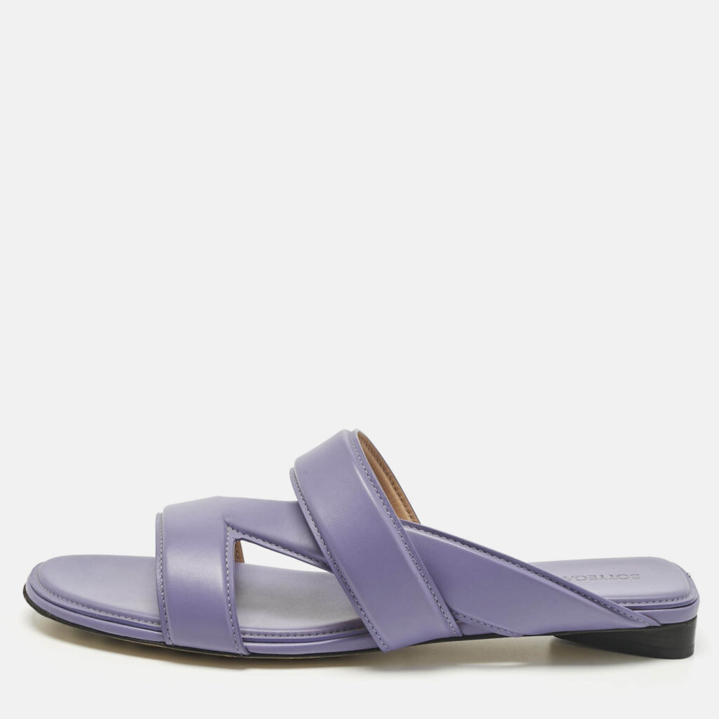 Bottega Veneta Purple Leather The Band Flat Slide Size 39 Bottega Veneta Purple Leather The Band Flat Slide Size 39