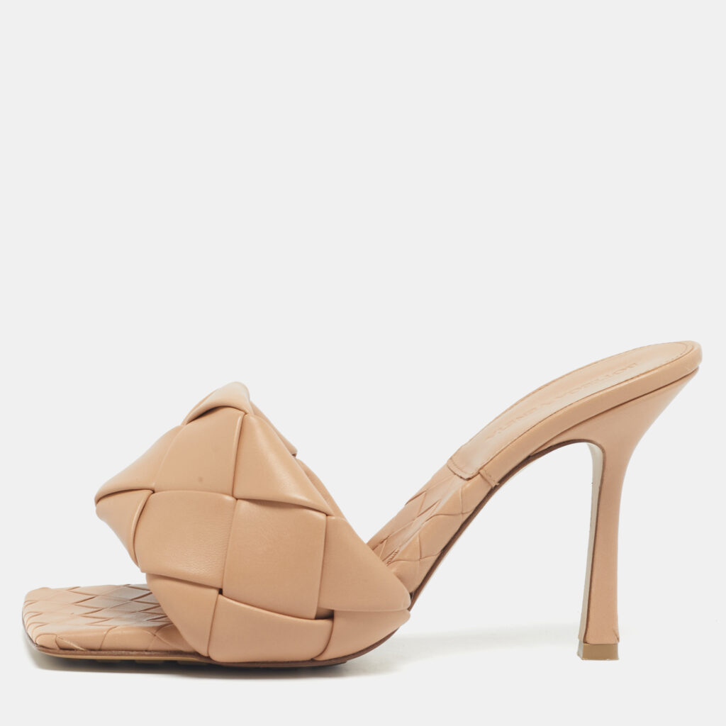 Bottega Veneta Beige Woven Leather Lido Slide Sandals Size 38 Bottega Veneta Beige Woven Leather Lido Slide Sandals Size 38