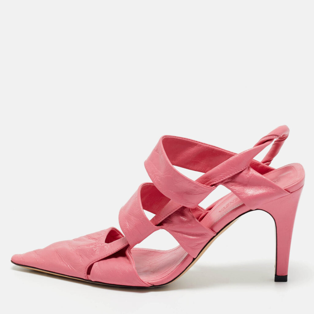 Bottega Veneta Pink Leather Pointed Toe Slingback Pumps Size 36