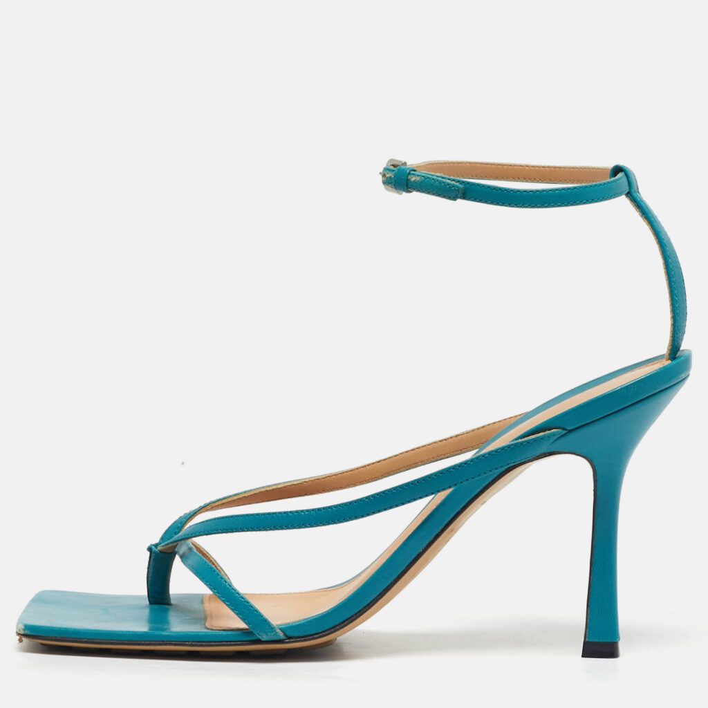 Bottega Veneta Blue Leather Stretch Ankle Strap Sandals Size 39 Bottega Veneta Blue Leather Stretch Ankle Strap Sandals Size 39