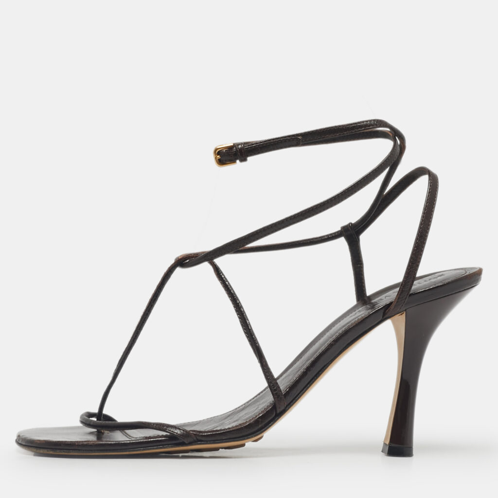 Bottega Veneta Brown Leather Stretch Ankle Strap Sandals Size 41 Bottega Veneta Brown Leather Stretch Ankle Strap Sandals Size 41