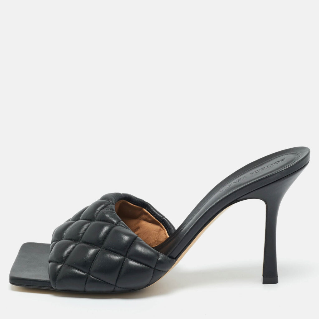 Bottega Veneta Black Woven Leather Lido Slide Sandals Size 42