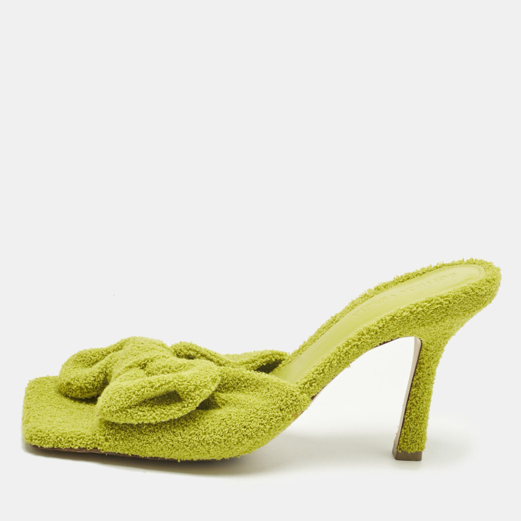 Bottega Veneta Green Fabric Stretch Slide Sandals Size 39 Bottega Veneta Green Fabric Stretch Slide Sandals Size 39