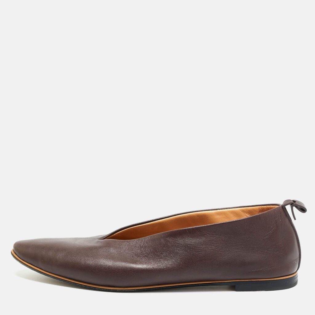 Bottega Veneta Almond Size 37 Burgundy Leather Ballet Flats