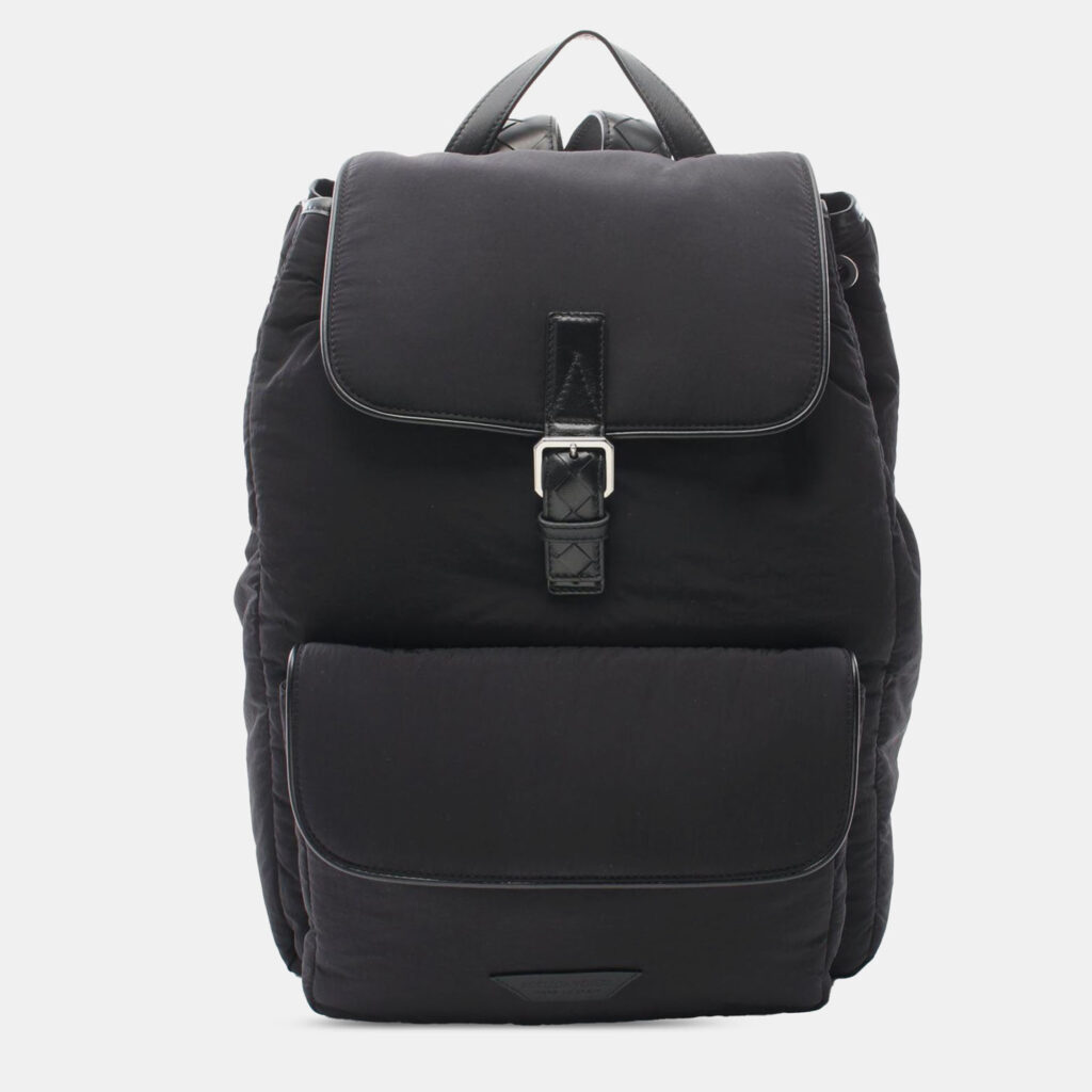 Bottega Veneta Intrecciato Trimmed Black Nylon Crossroad Backpack Bottega Veneta Intrecciato Trimmed Black Nylon Crossroad Backpack