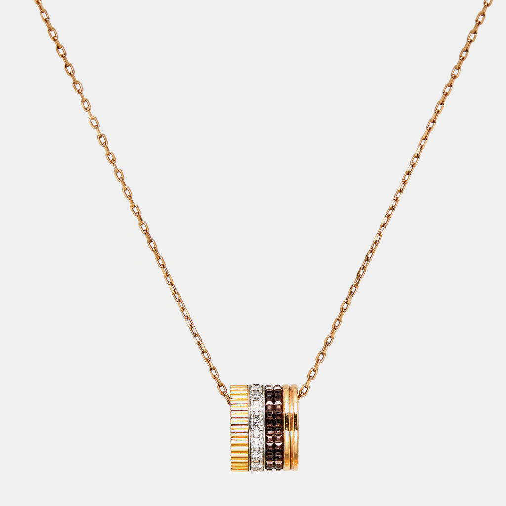 Boucheron Quatre Classique PVD Diamonds 18k Three Tone Gold Large Model Necklace Boucheron Quatre Classique PVD Diamonds 18k Three Tone Gold Large Model Necklace