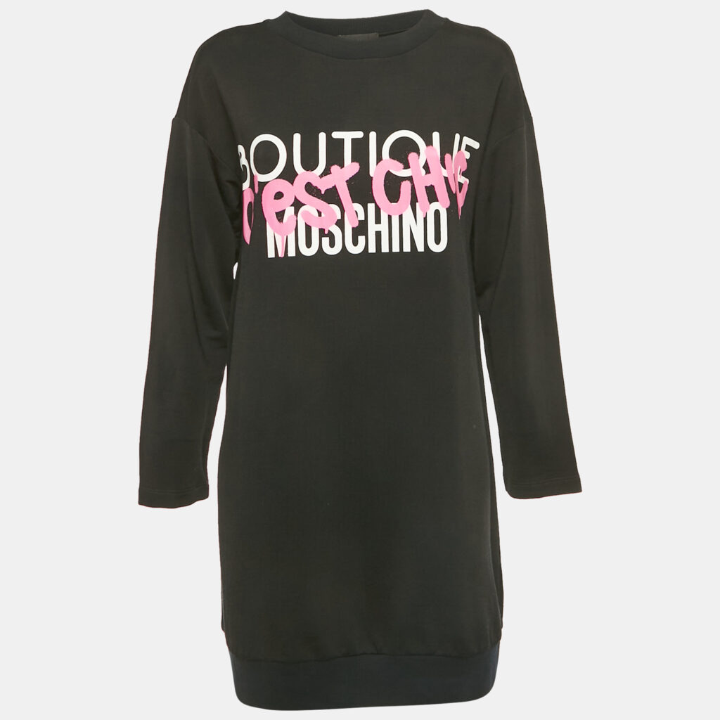 Boutique Moschino Black Logo Print Jersey Long Sweatshirt S Boutique Moschino Black Logo Print Jersey Long Sweatshirt S