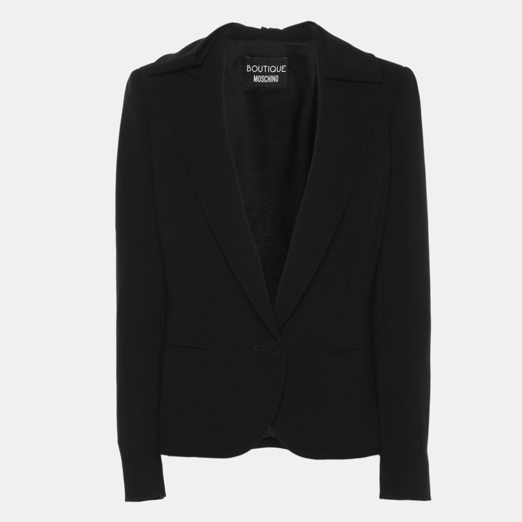 Boutique Moschino Black Crepe Bow Single Breasted Blazer S Boutique Moschino Black Crepe Bow Single Breasted Blazer S