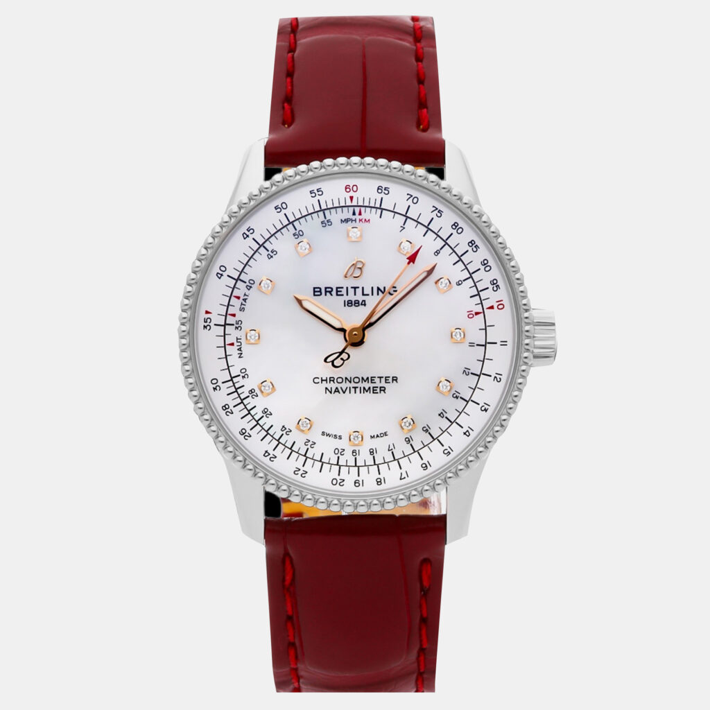 Pre-Owned Breitling Navitimer A17395211A1P6 Automatic White Stainless Steel Men's Wristwatch 35 mm Pre-Owned Breitling Navitimer A17395211A1P6 Automatic White Stainless Steel Men's Wristwatch 35 mm