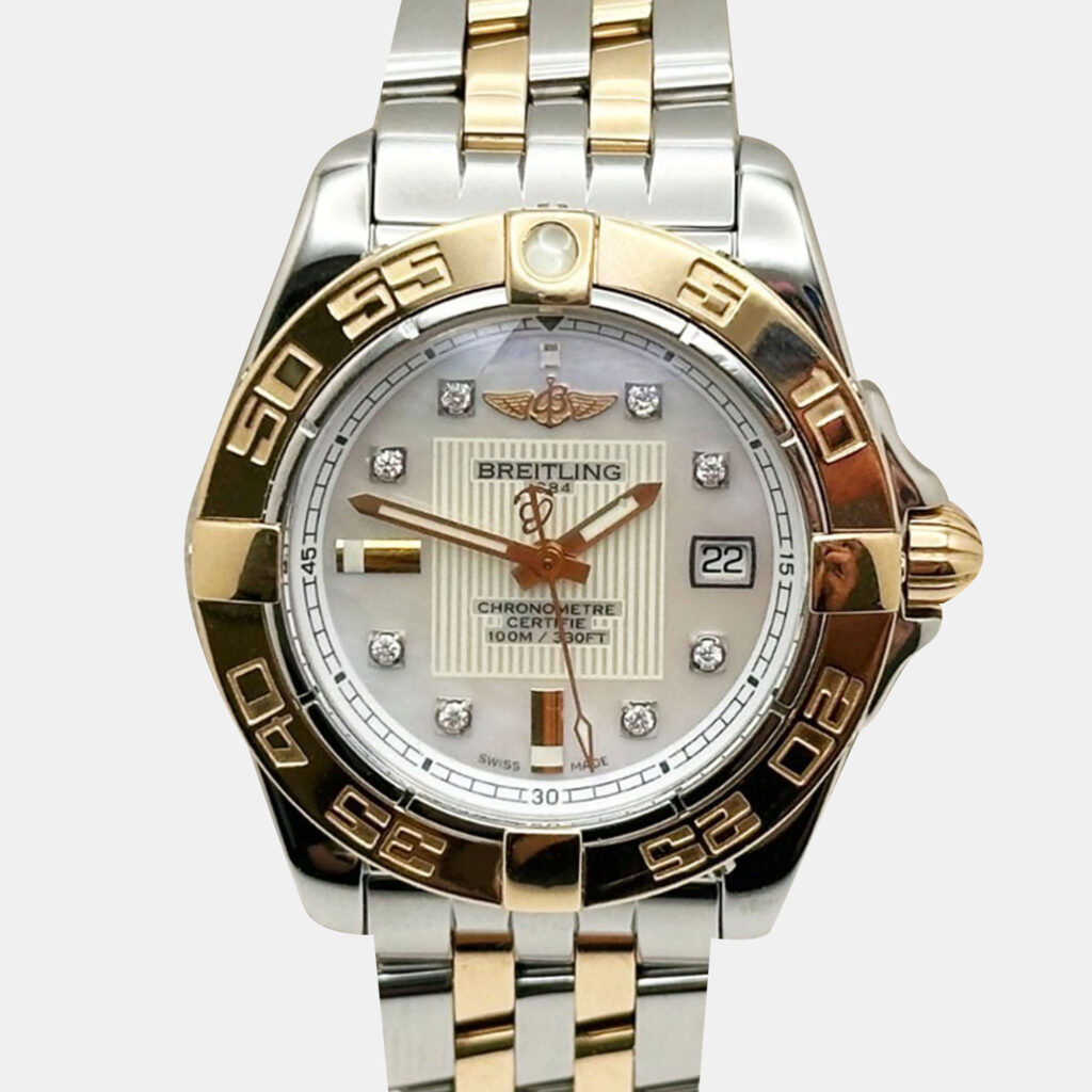 Breitling Galactic C71356 Quartz White Mother of Pearl Diamond Stainless Steel 18K Rose Gold Women's Wristwatch 32 mm Breitling Galactic C71356 Quartz White Mother of Pearl Diamond Stainless Steel 18K Rose Gold Women's Wristwatch 32 mm