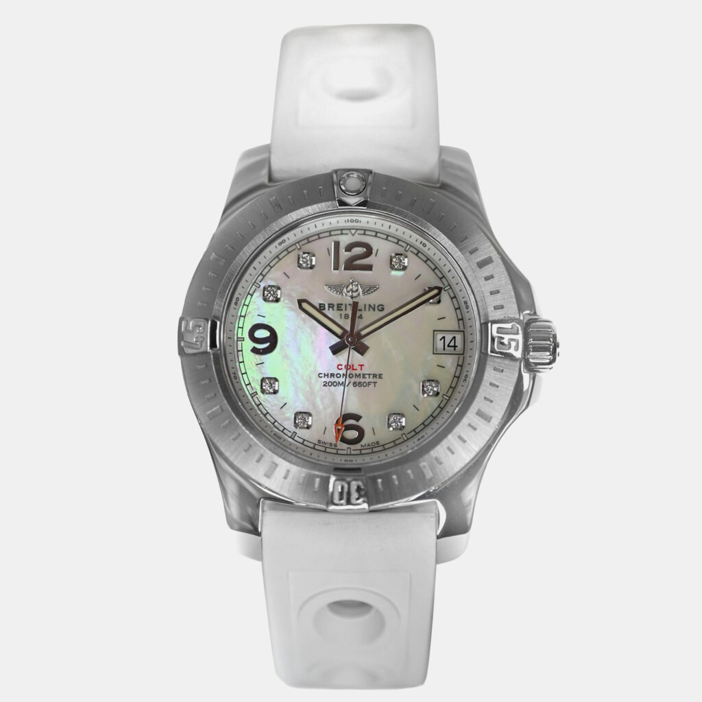 Breitling Colt A74389 Quartz White Diamonds Stainless Steel Women's Wristwatch 36 mm