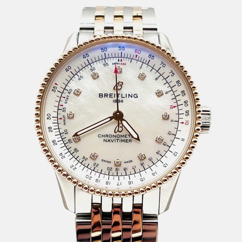 Breitling Navitimer U17395 Automatic White diamonds 18k Rose Gold Stainless Steel Women's Wristwatch 35 mm Breitling Navitimer U17395 Automatic White diamonds 18k Rose Gold Stainless Steel Women's Wristwatch 35 mm