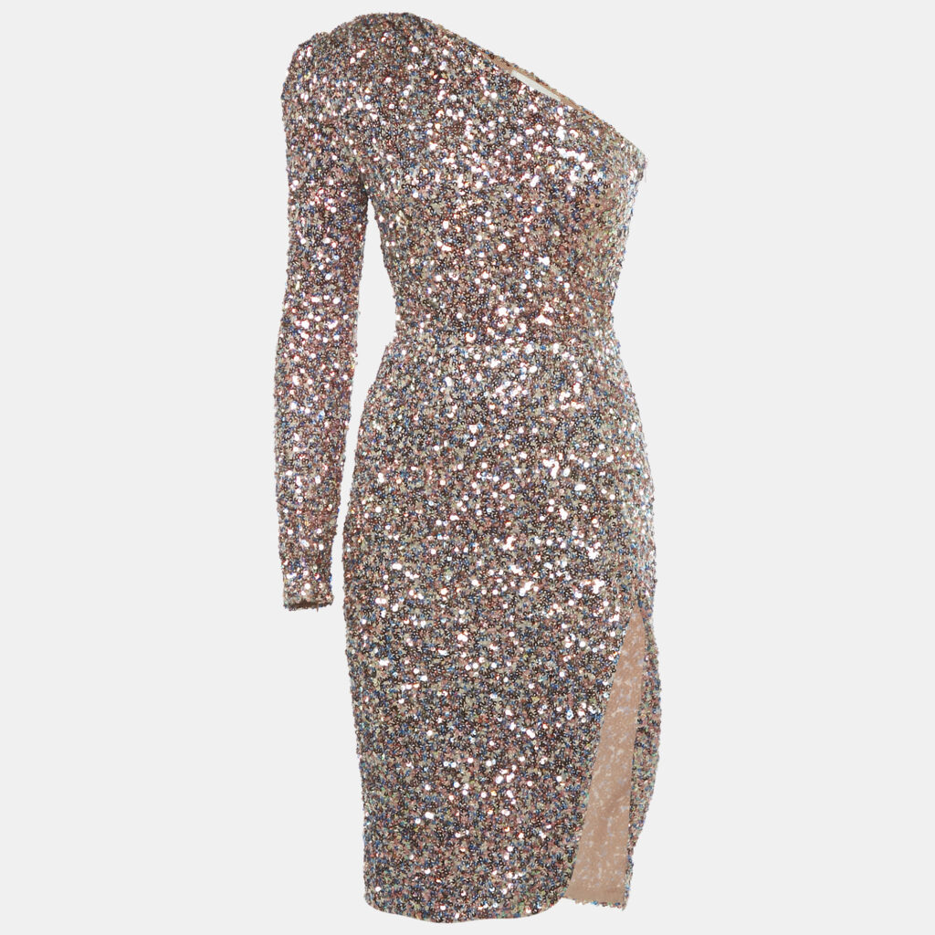 Bronx & Banco Multicolor Sequin Asymmetric Galaxy Midi Dress XS Bronx & Banco Multicolor Sequin Asymmetric Galaxy Midi Dress XS
