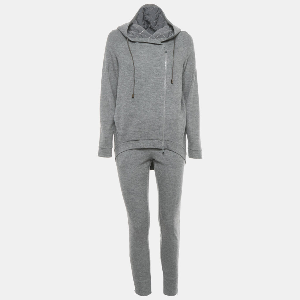 Brunello Cucinelli Grey Cashmere Knit Hoodie and Sweatpants Set XS/S Brunello Cucinelli Grey Cashmere Knit Hoodie and Sweatpants Set XS/S