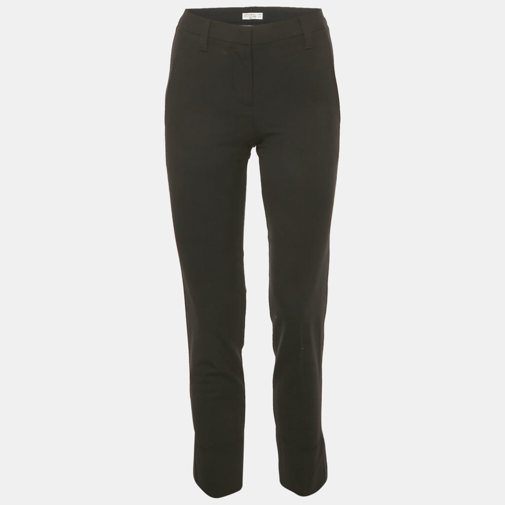 Brunello Cucinelli Black Wool Monili Hem Trousers XS
