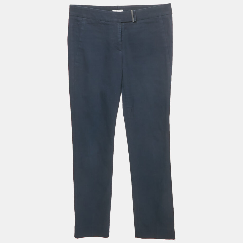 Brunello Cucinelli Blue Cotton Slim Fit Trousers S